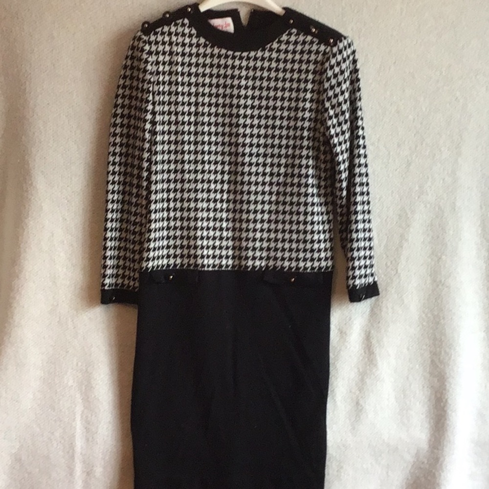 Vintage houndstooth dress.